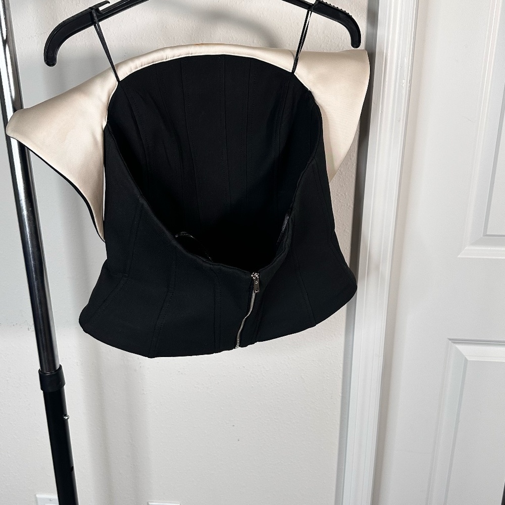 Zara strapless blouse in black and white